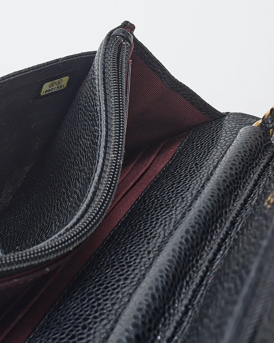 Chanel Black Caviar Leather Wallet On Chain with Gold Hardware