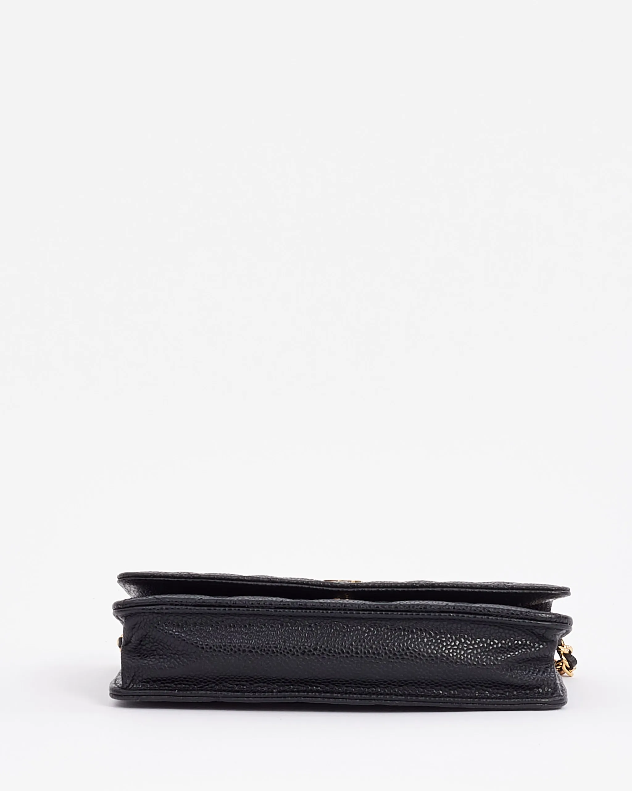 Chanel Black Caviar Leather with Gold Hardware Wallet on Chain
