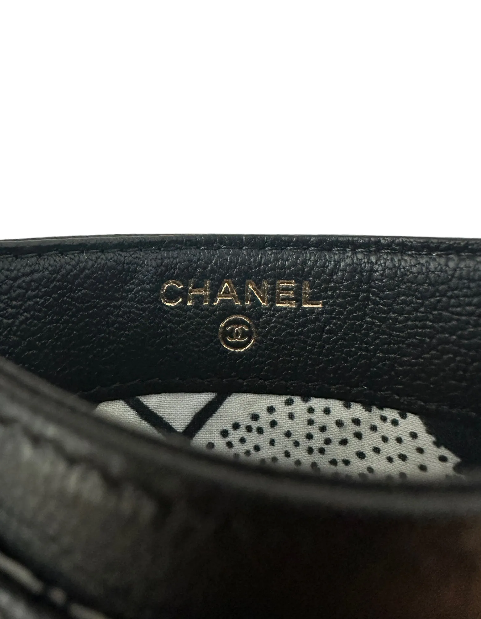 Chanel Black Goatskin CC Camellia Card Holder