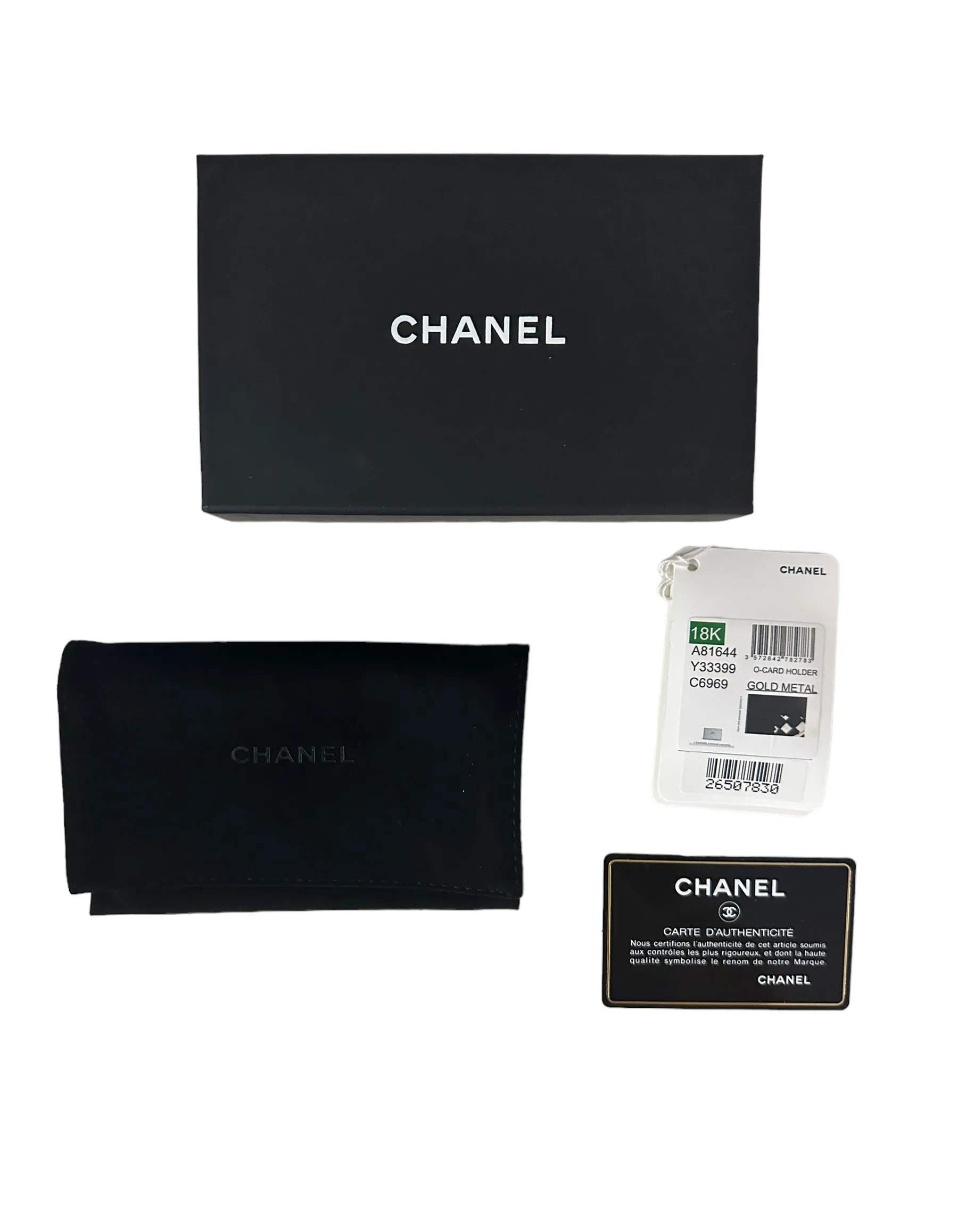 Chanel Black Goatskin CC Camellia Card Holder