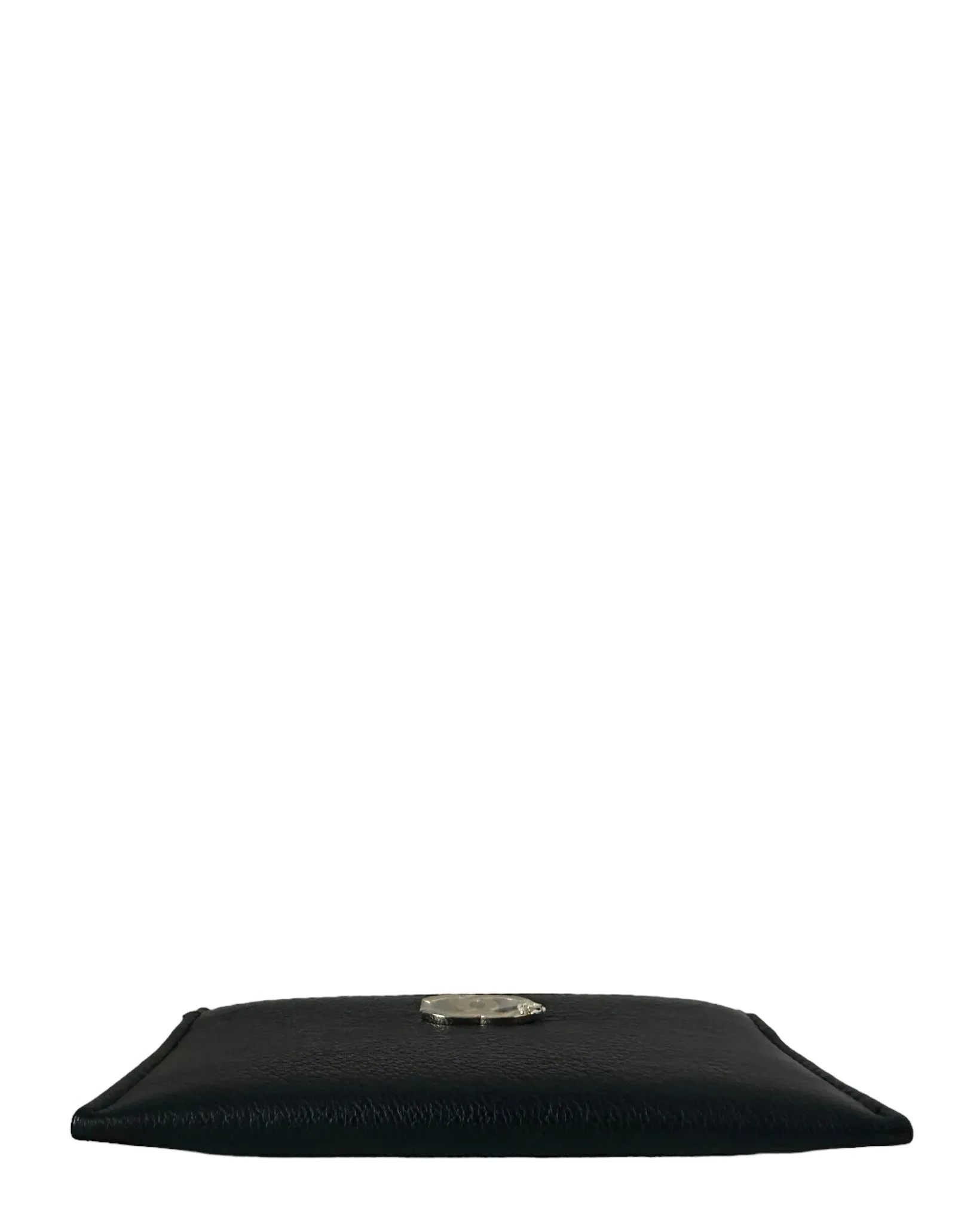 Chanel Black Goatskin CC Camellia Card Holder