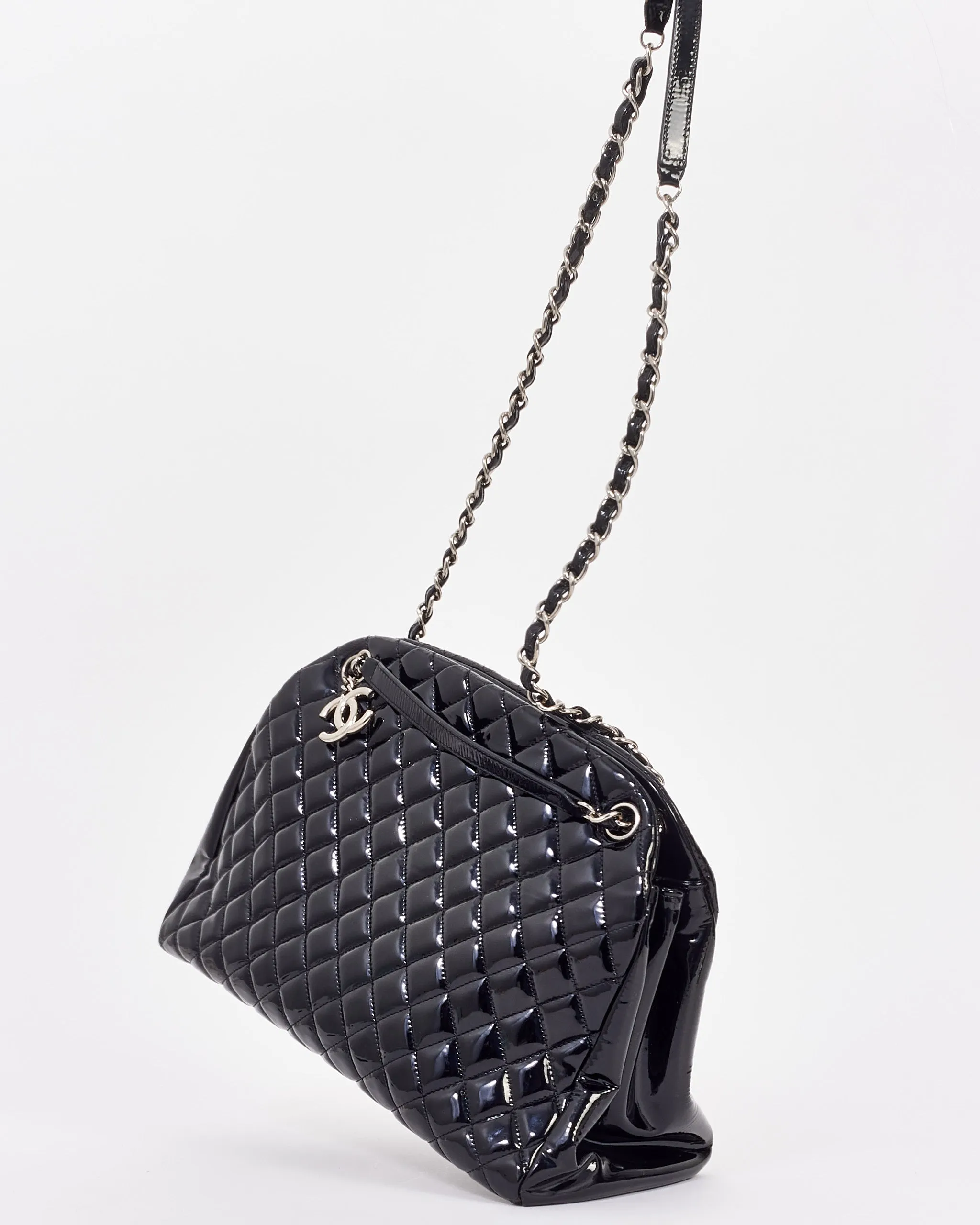 Chanel Black Patent Quilted Leather Mademoiselle Bag