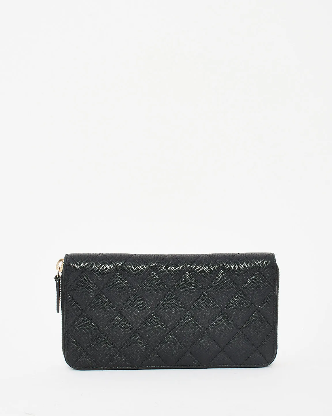 Chanel Black Quilted Caviar Classic Long Zipped Wallet