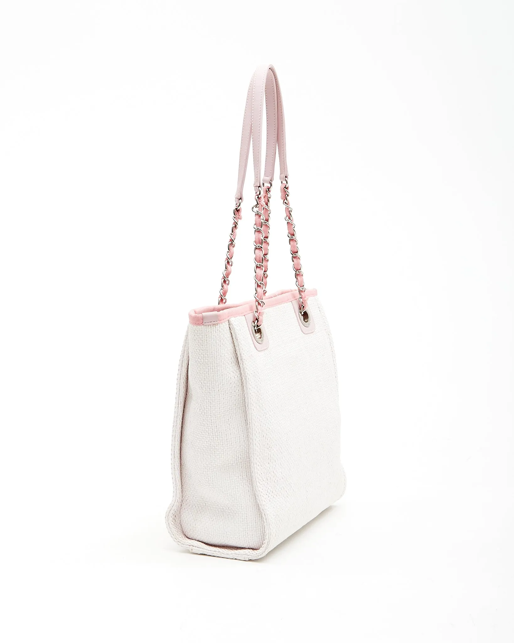 Chanel Cream & Pink Canvas Small Deauville Small Tote Bag