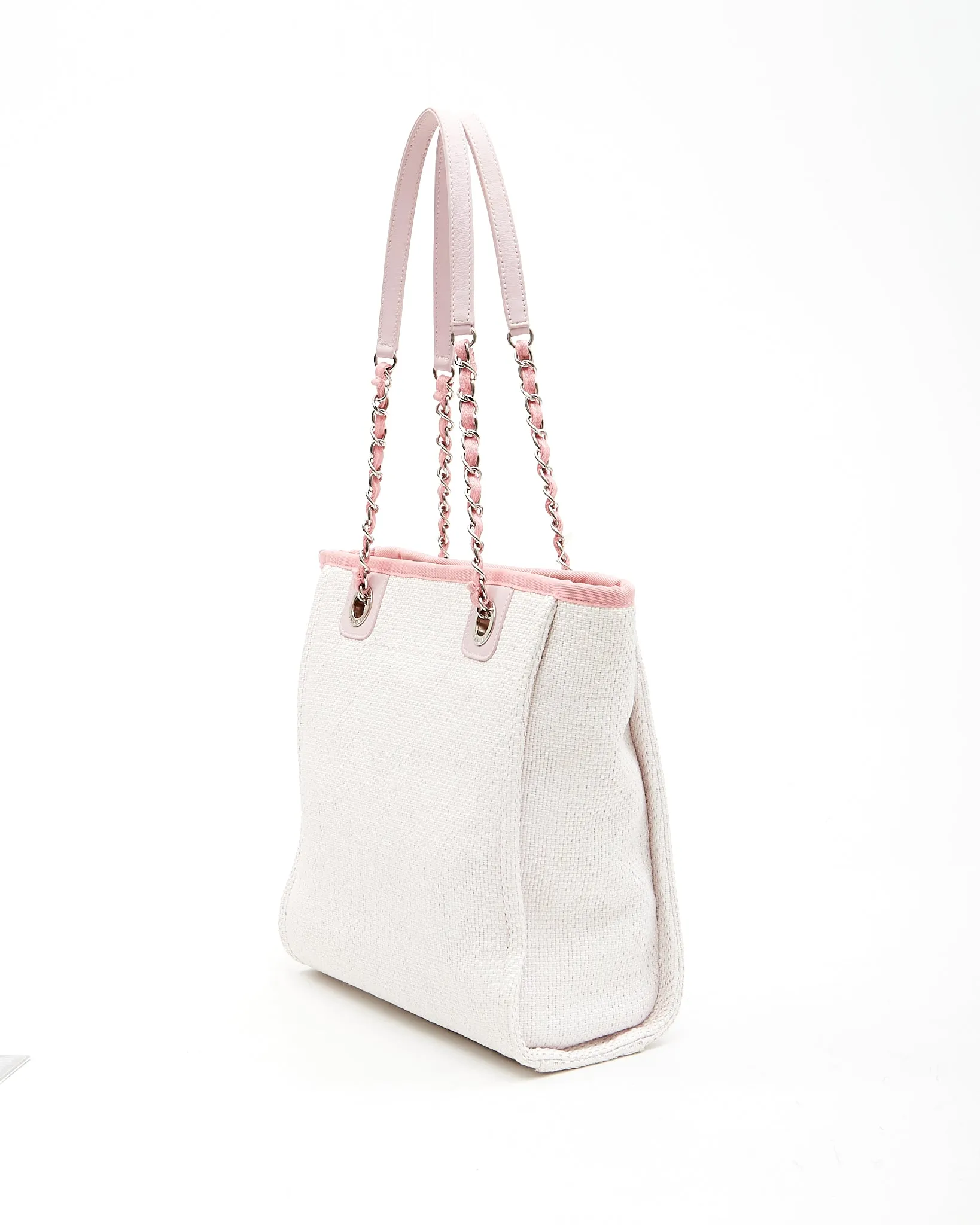 Chanel Cream & Pink Canvas Small Deauville Small Tote Bag