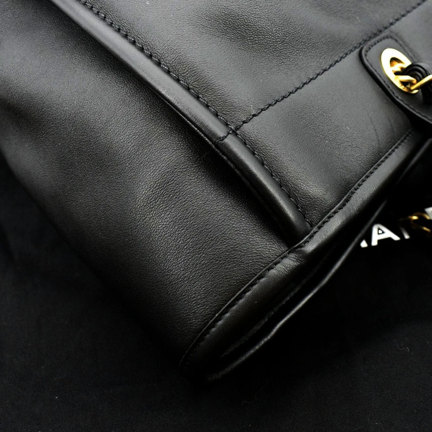 CHANEL Deauville Medium Calfskin Leather Tote Bag Black