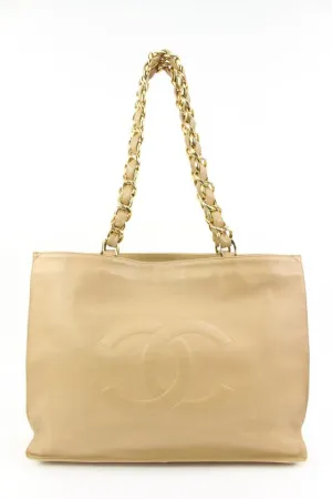 Chanel Jumbo Gold Chain Beige Lambskin Shopper Tote 58ck315s
