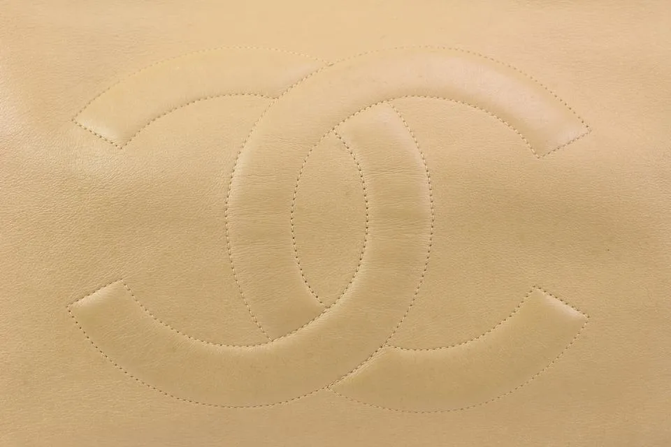 Chanel Jumbo Gold Chain Beige Lambskin Shopper Tote 58ck315s