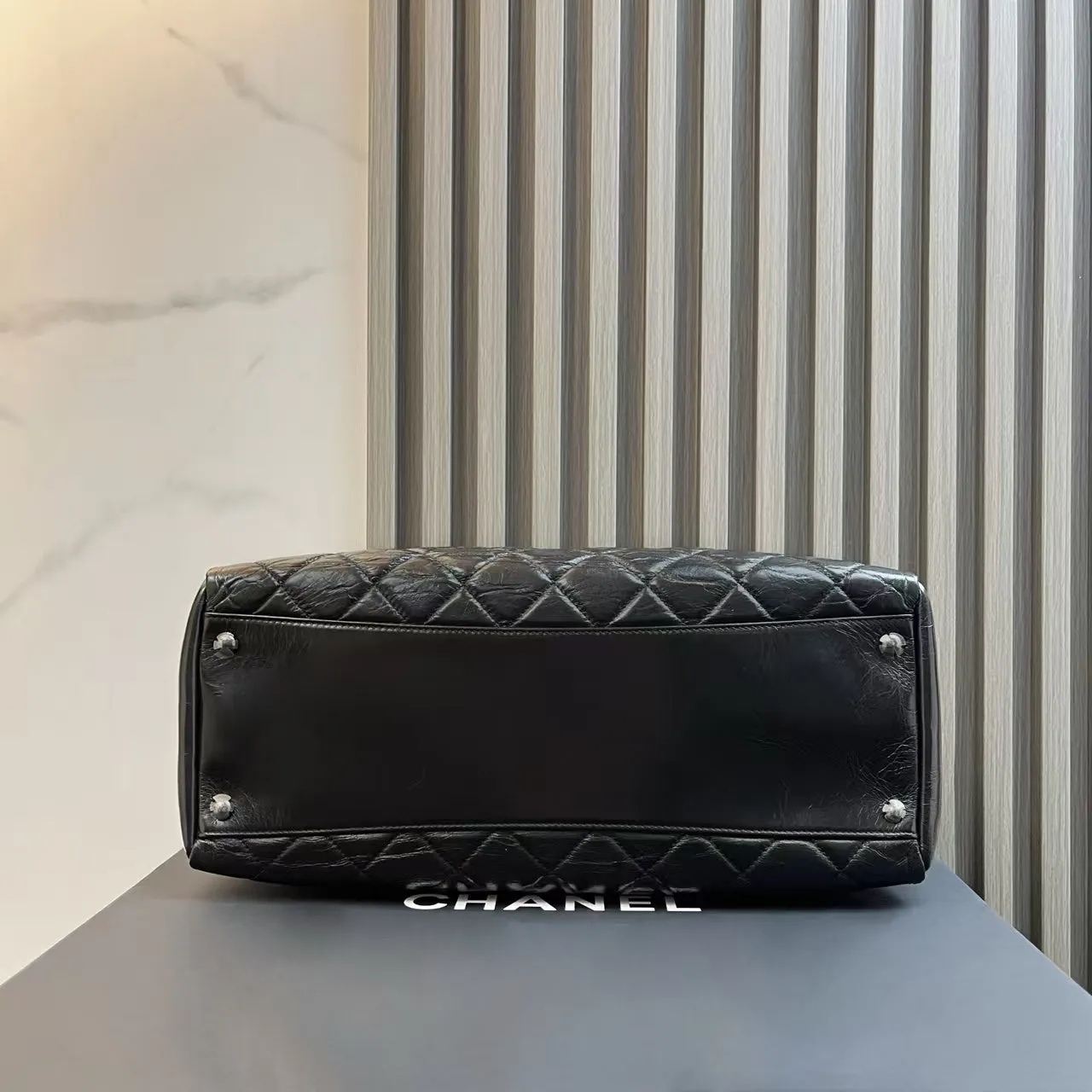 Chanel Quilted Black Leather Tote Bag 2012