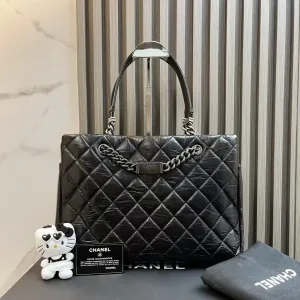 Chanel Quilted Black Leather Tote Bag 2012