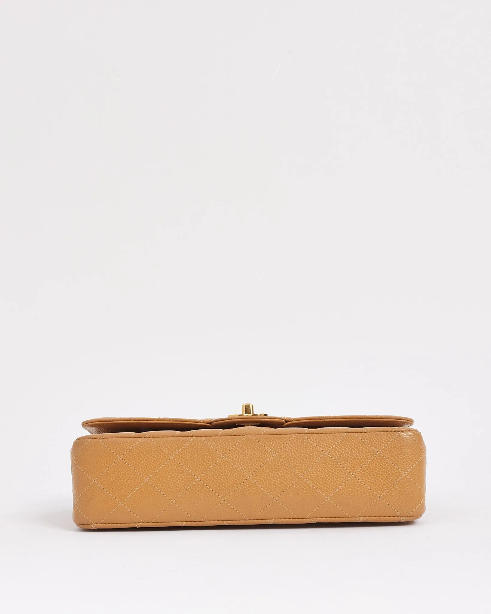 Chanel Vintage Beige Caviar Classic Double Flap Bag with Gold Hardware