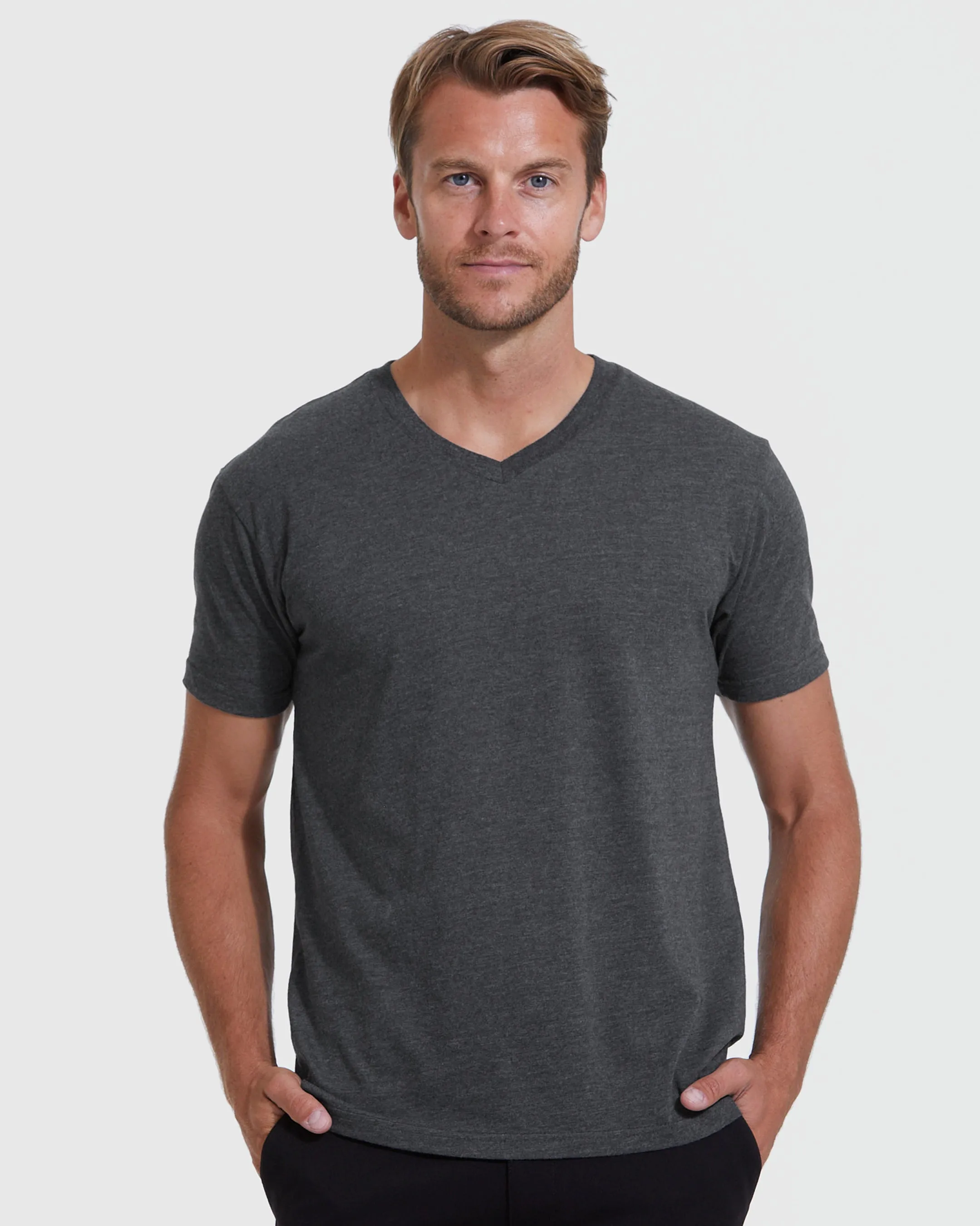 Charcoal Heather Gray V-Neck Tee