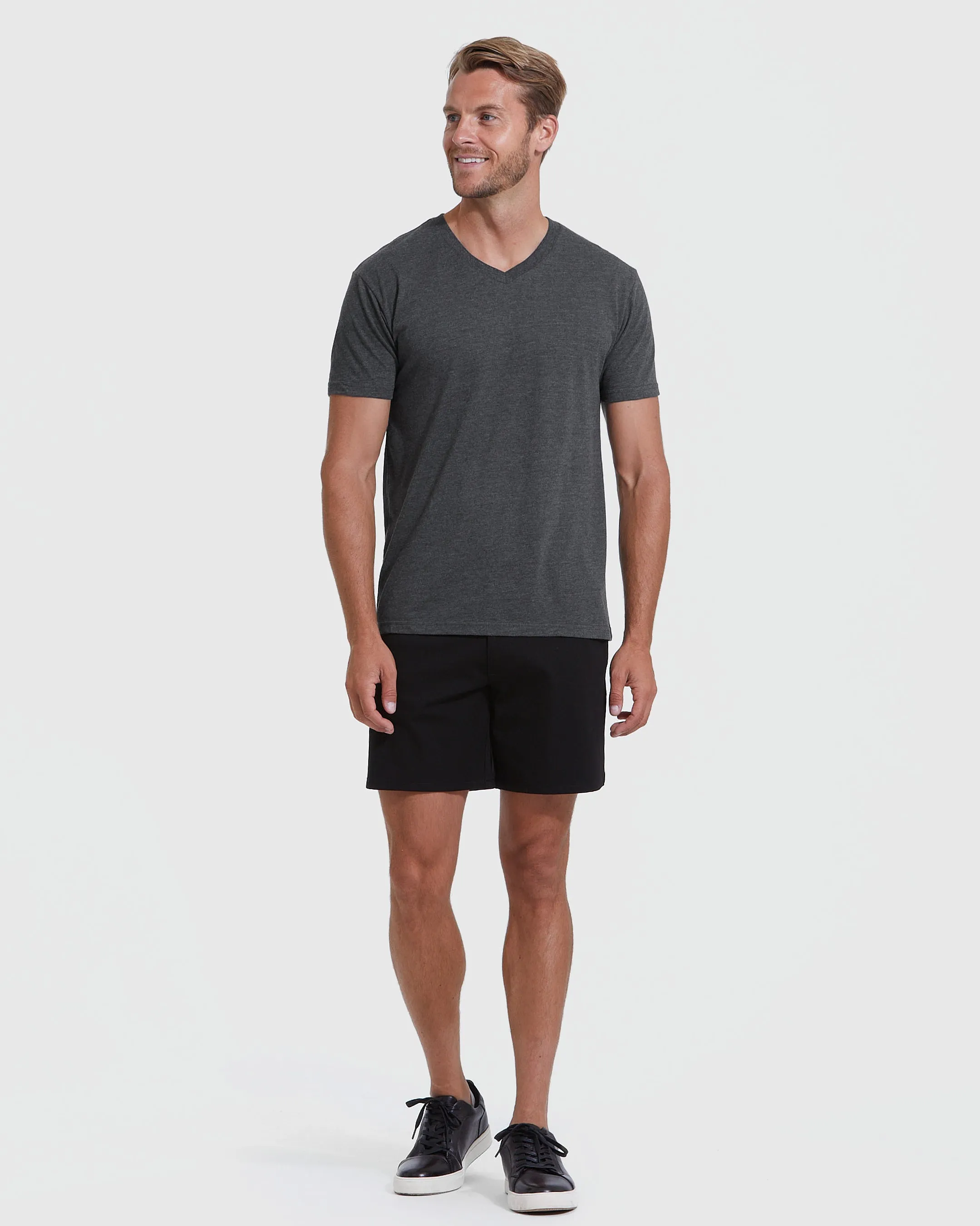 Charcoal Heather Gray V-Neck Tee