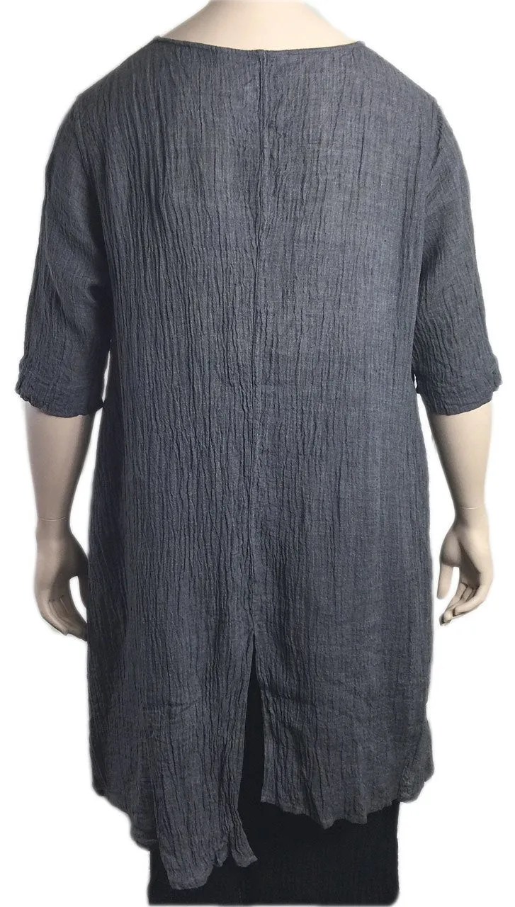 Cheyenne Crinkle Linen Split Neck Tunic