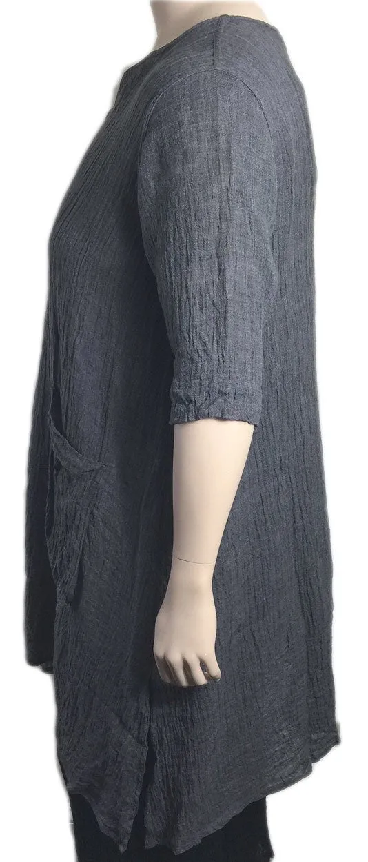 Cheyenne Crinkle Linen Split Neck Tunic