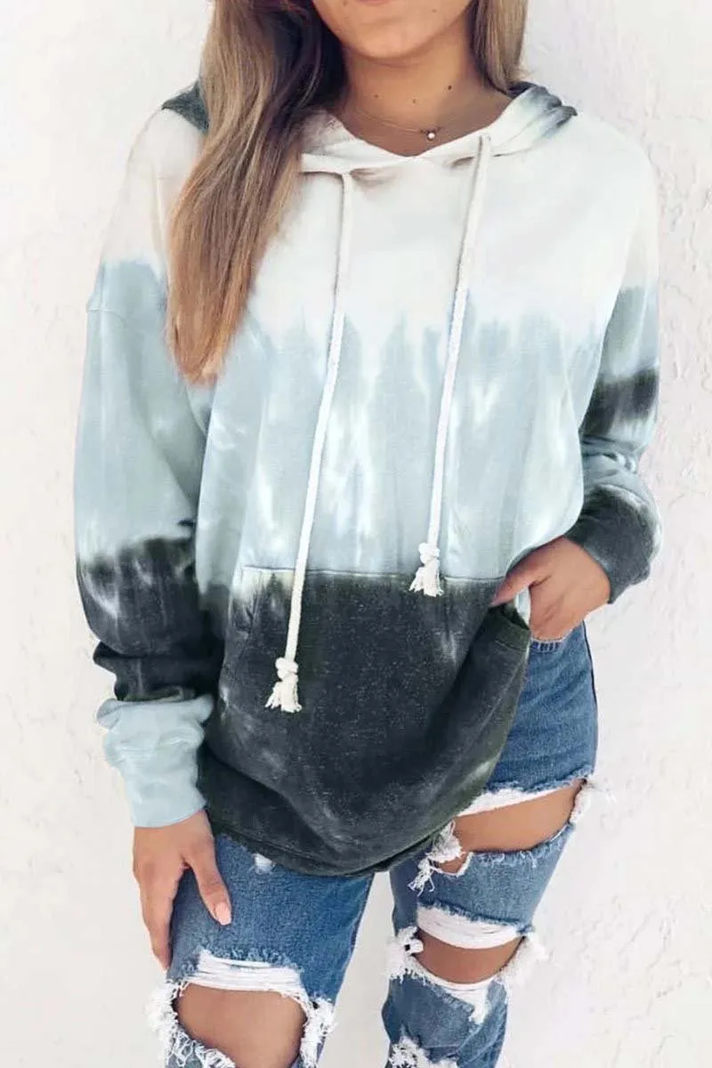 Chicindress Hooded Collar Tied Dyed Print Hoodie (3 Colors)