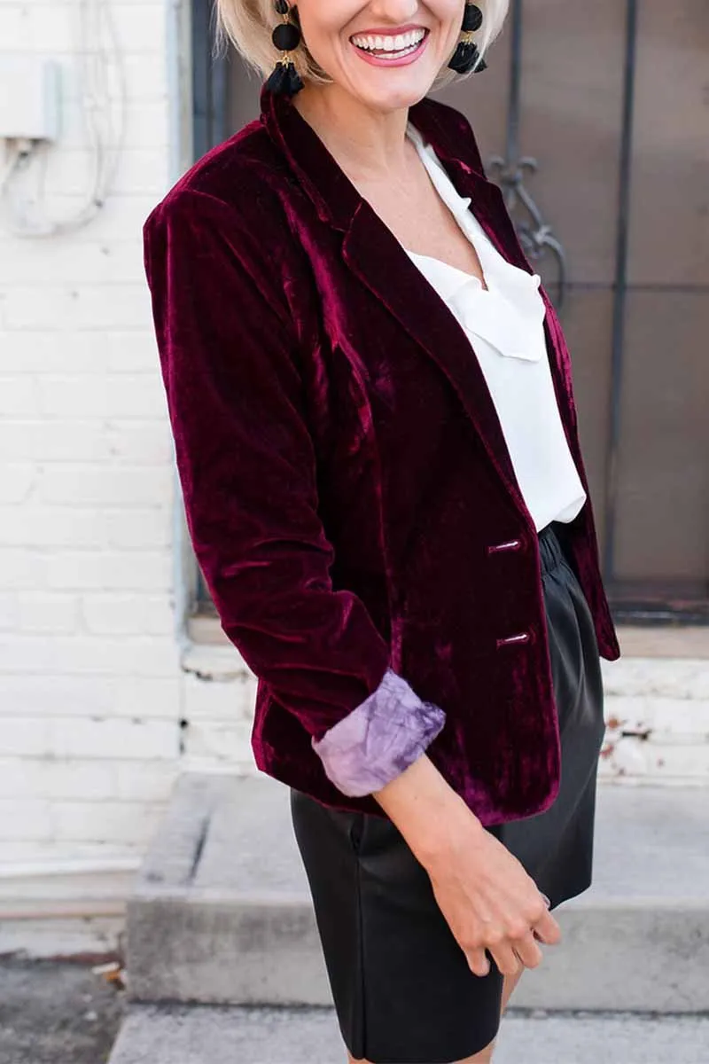 Chicindress Solid Color Slim Long-Sleeved Suede Blazer Tops ( 3 Colors）