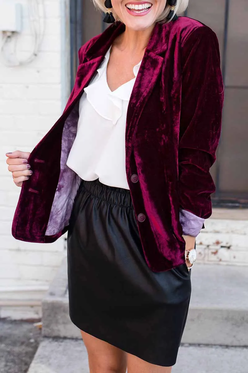 Chicindress Solid Color Slim Long-Sleeved Suede Blazer Tops ( 3 Colors）