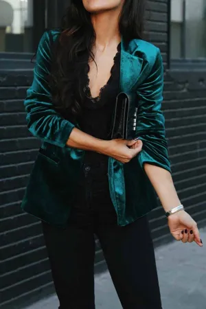 Chicindress Solid Color Slim Long-Sleeved Suede Blazer Tops ( 3 Colors）