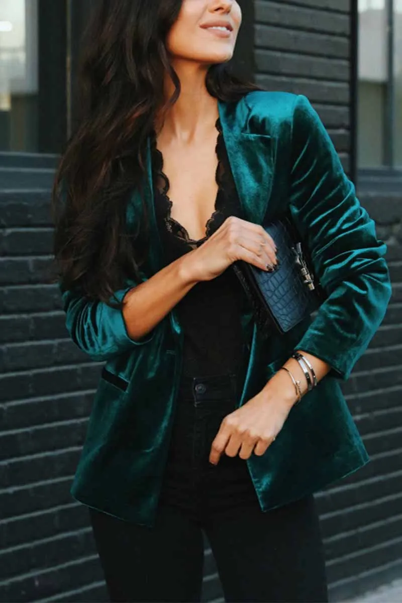 Chicindress Solid Color Slim Long-Sleeved Suede Blazer Tops ( 3 Colors）