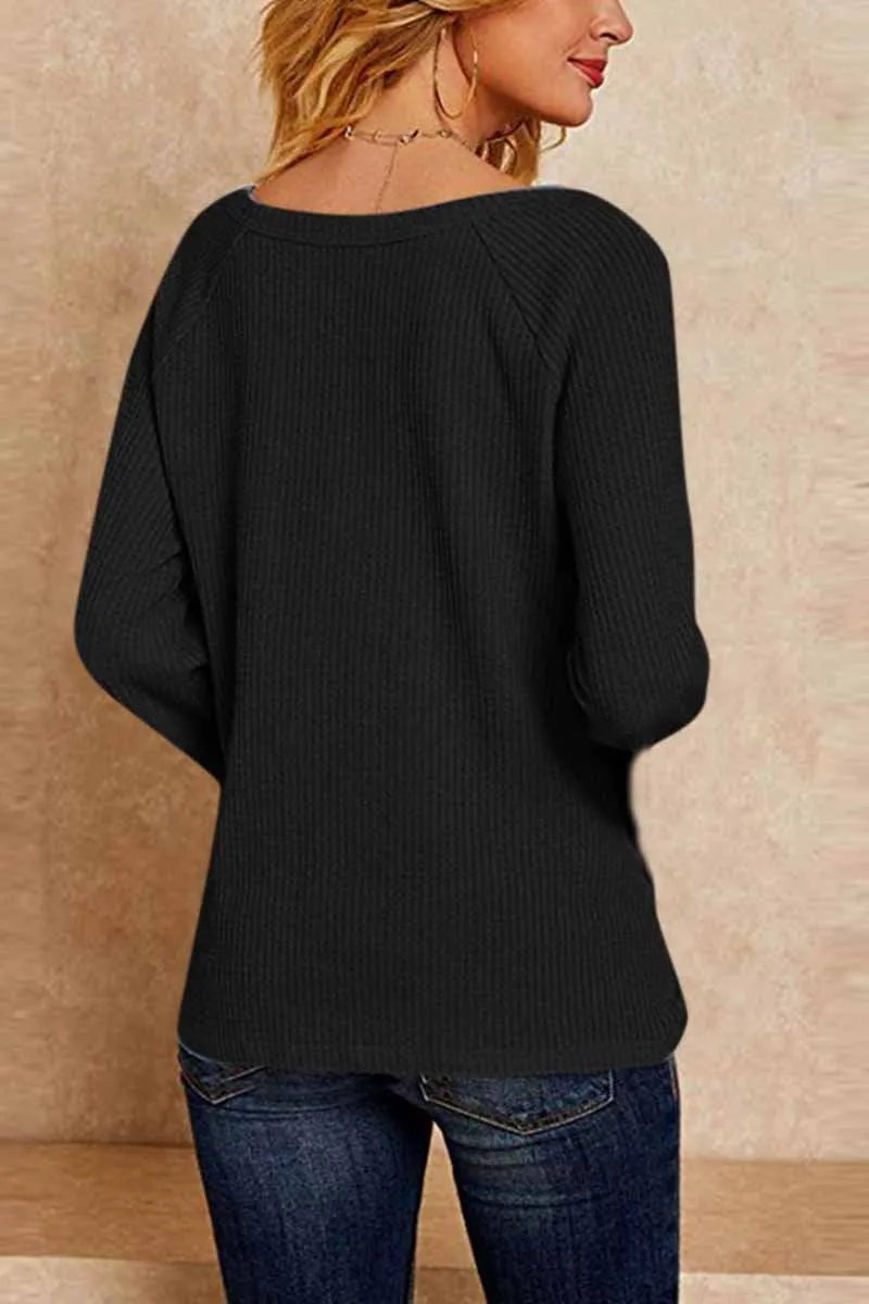 Chicindress Waffle V-Neck Tops