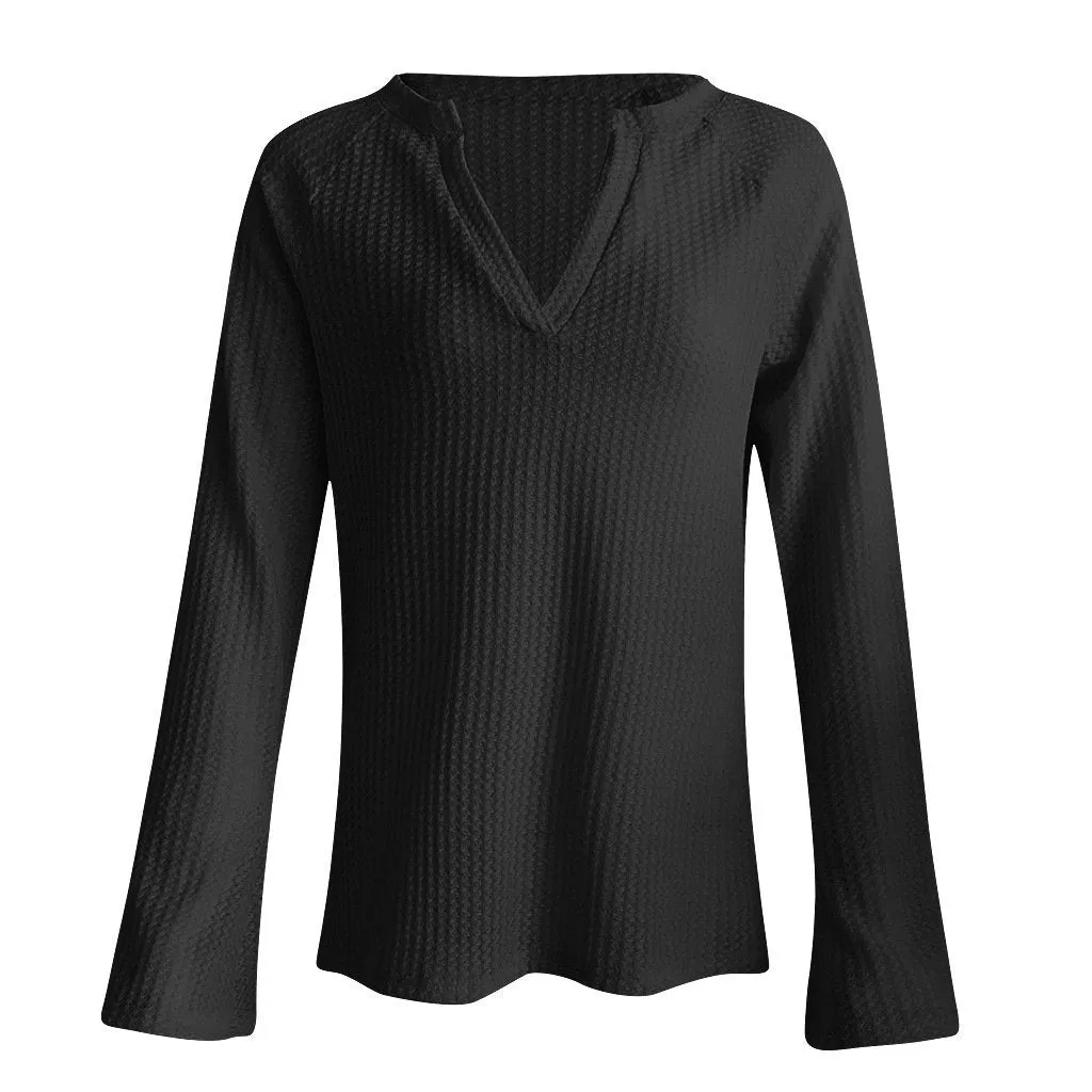 Chicindress Waffle V-Neck Tops