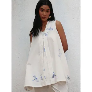 Chidiyaa Bogainvillea Soha Block Printed Cotton Tunic