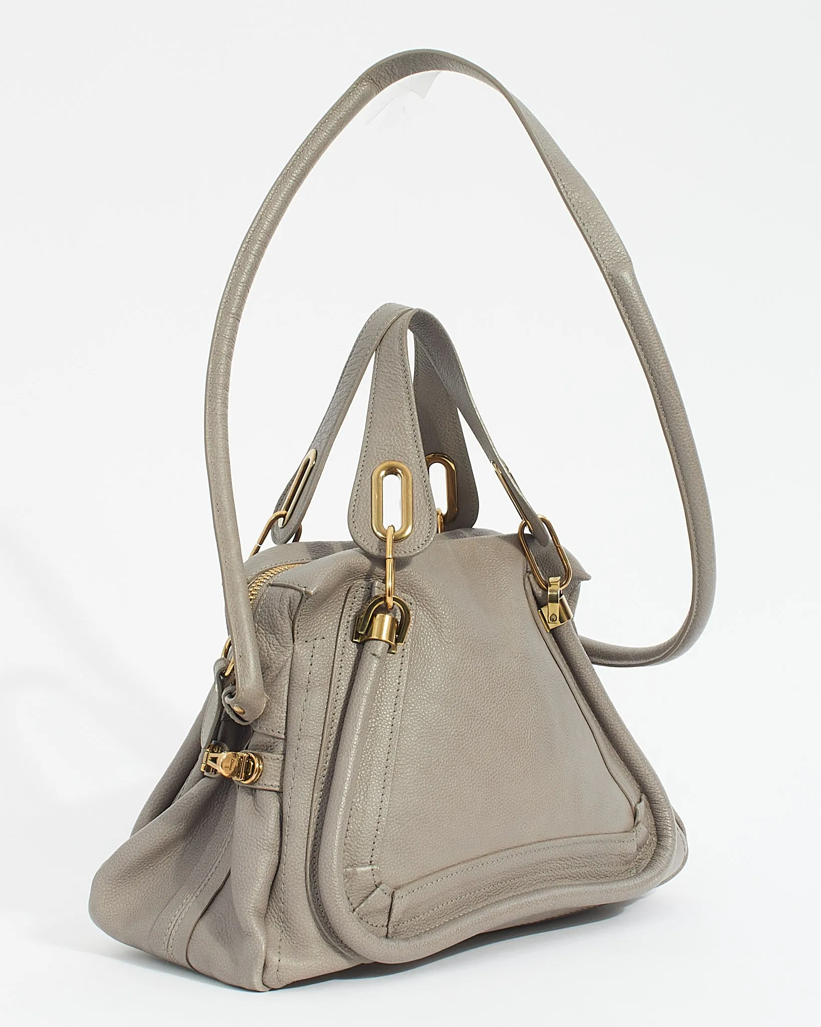 Chloé Grey Leather Medium Paraty Shoulder Bag