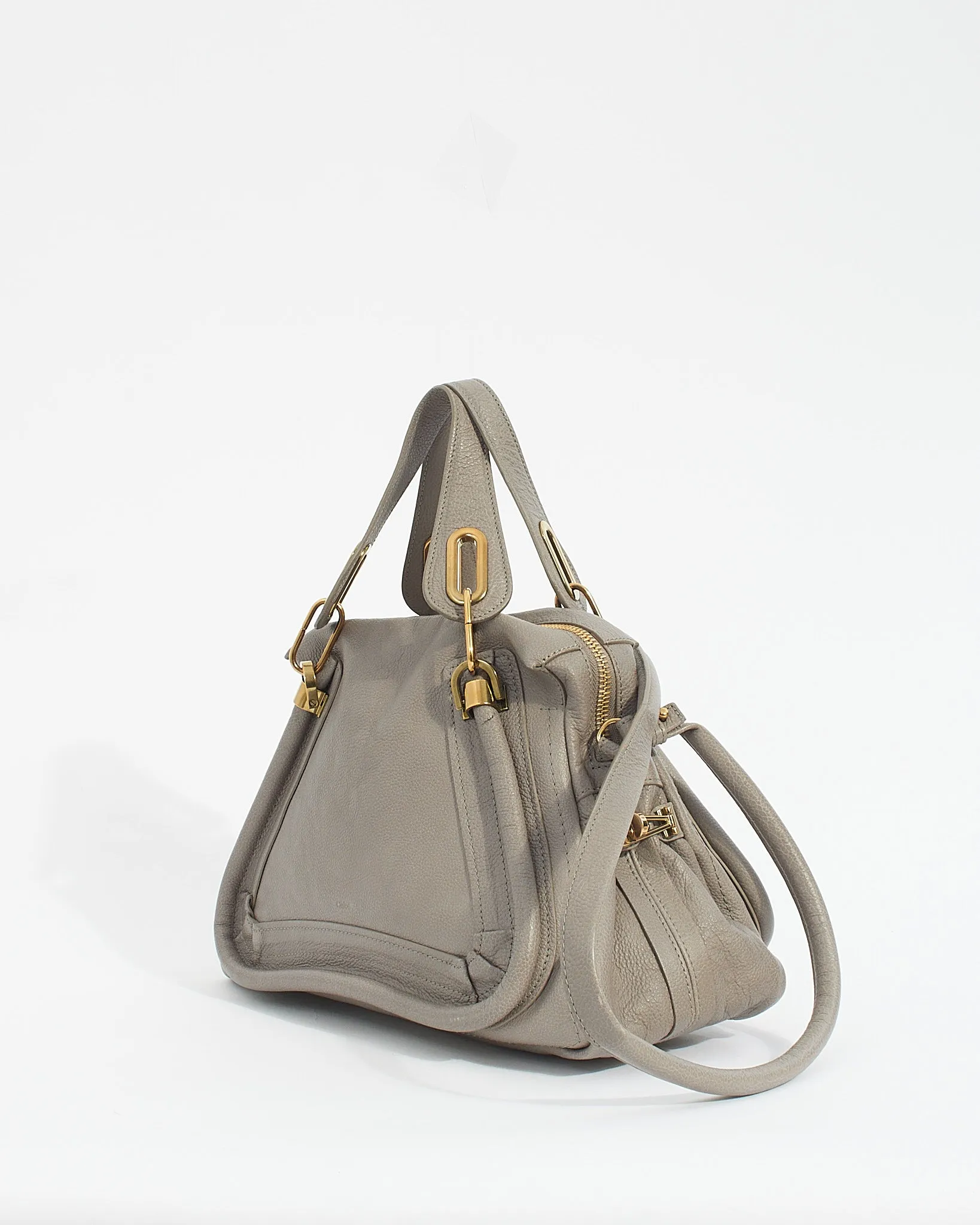 Chloé Grey Leather Medium Paraty Shoulder Bag