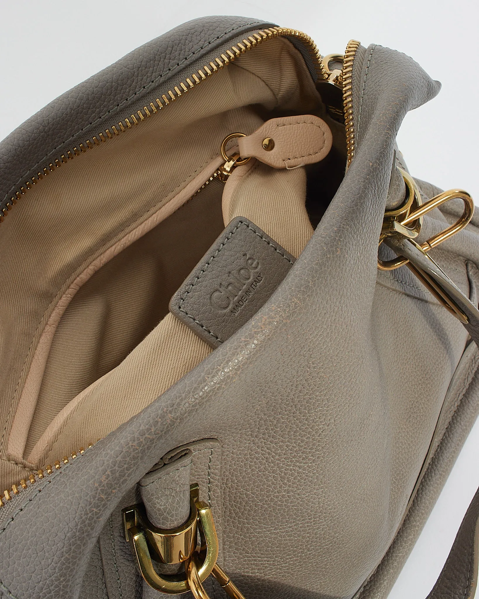 Chloé Grey Leather Medium Paraty Shoulder Bag