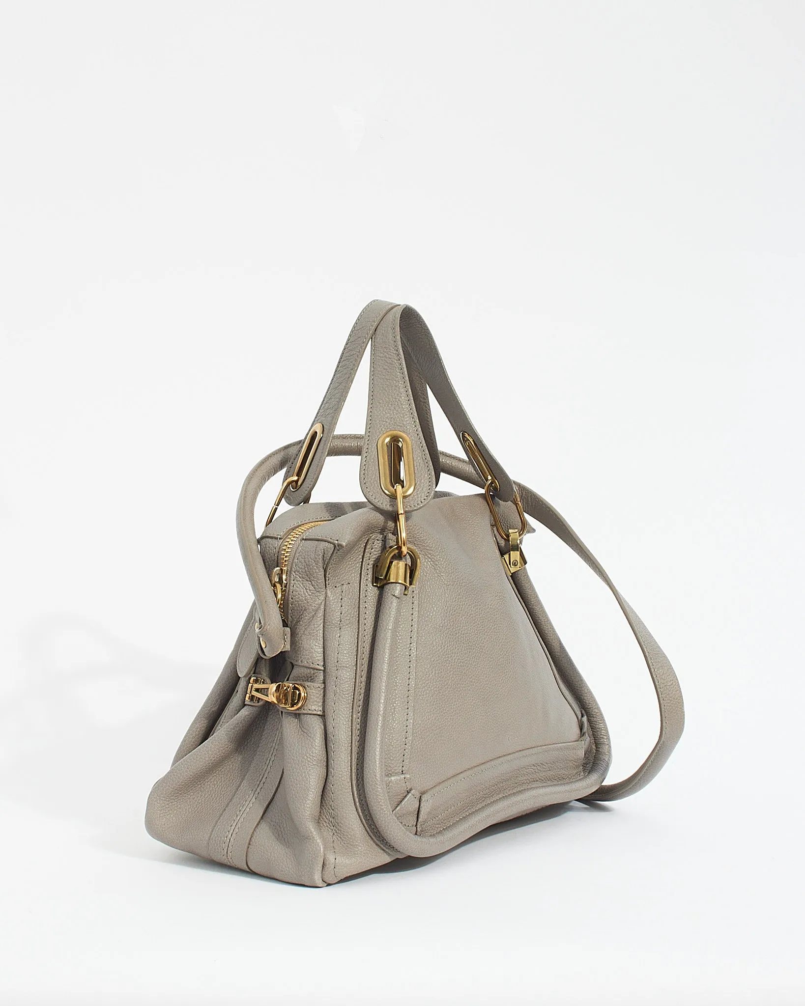 Chloé Grey Leather Medium Paraty Shoulder Bag
