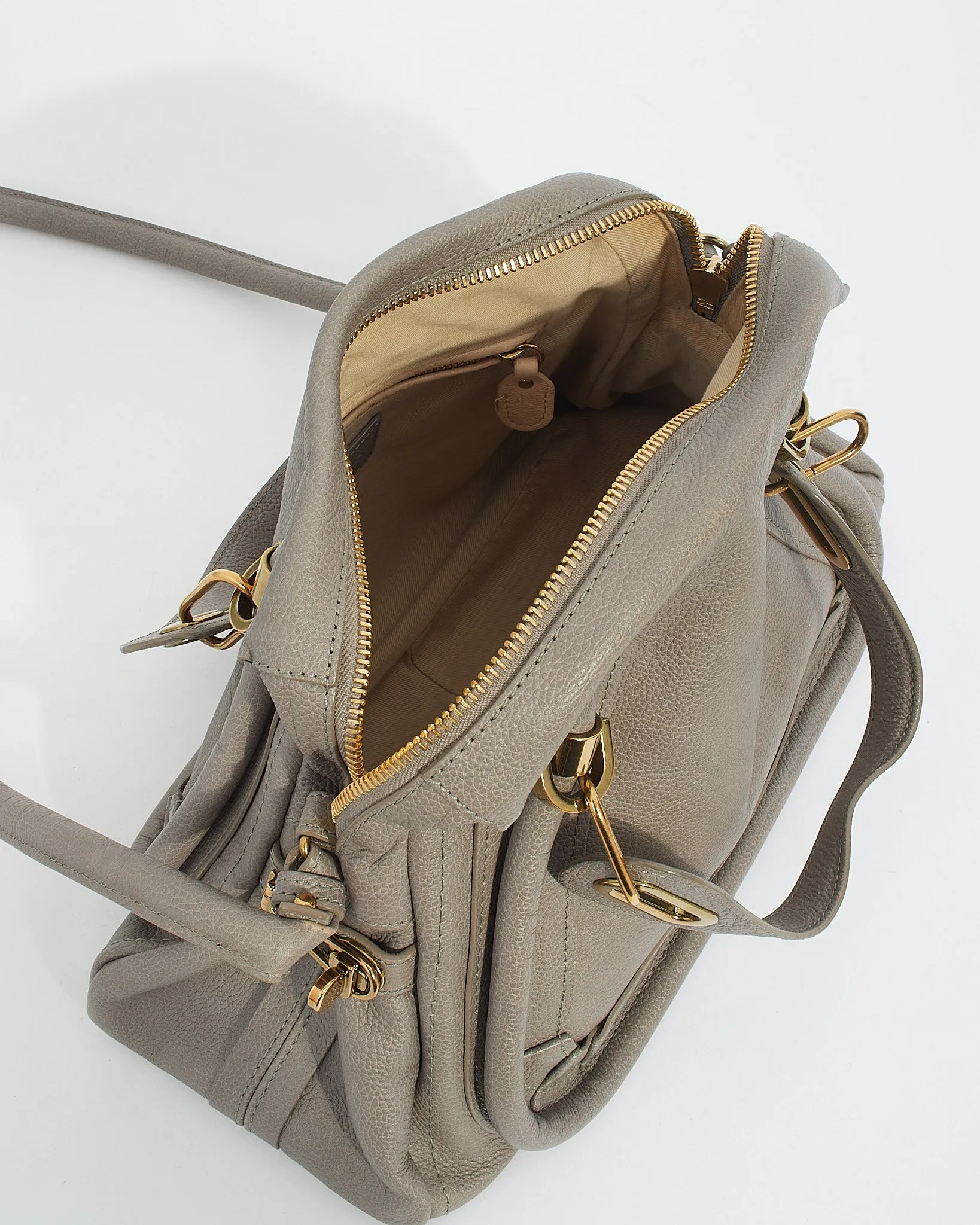 Chloé Grey Leather Medium Paraty Shoulder Bag