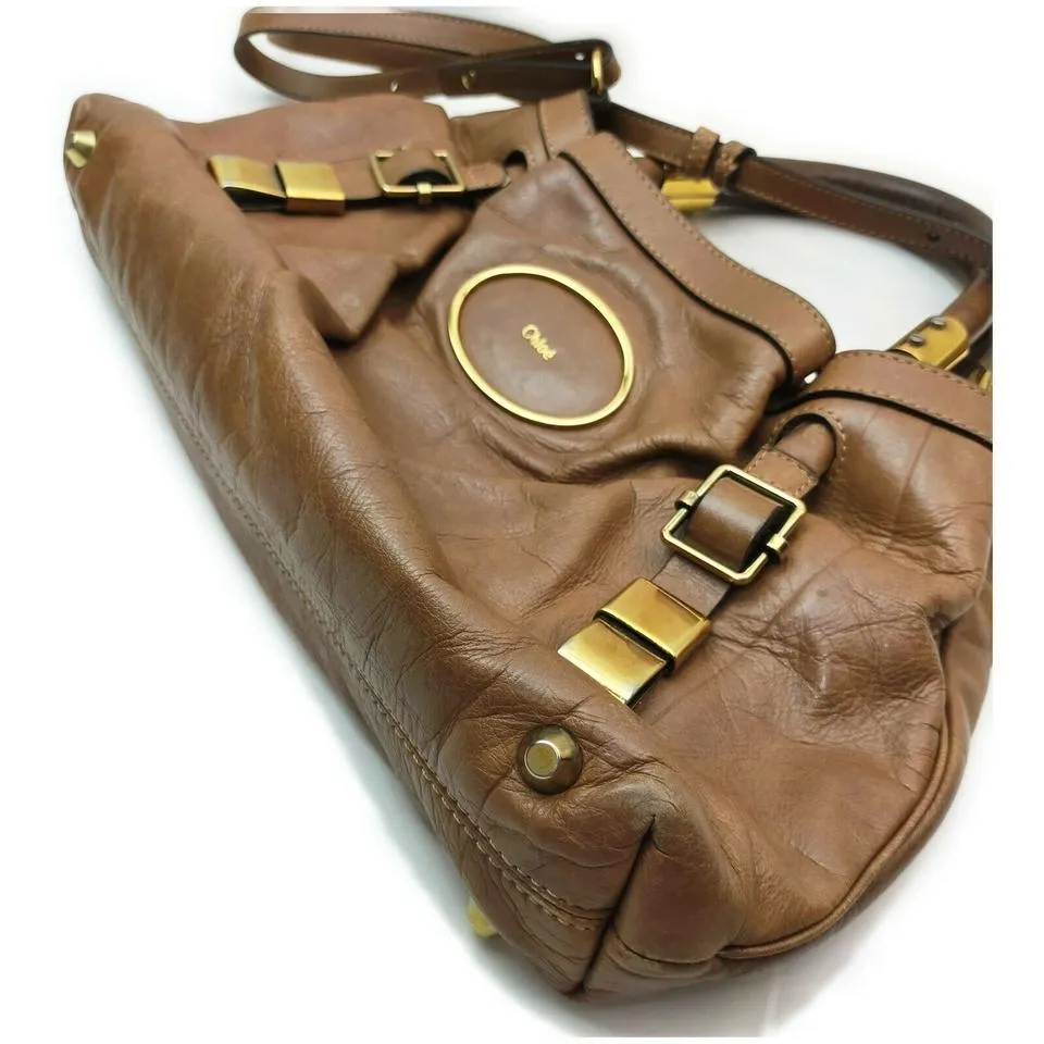 Chloe Brown Leather Victoria 2way Tote Bag  862109