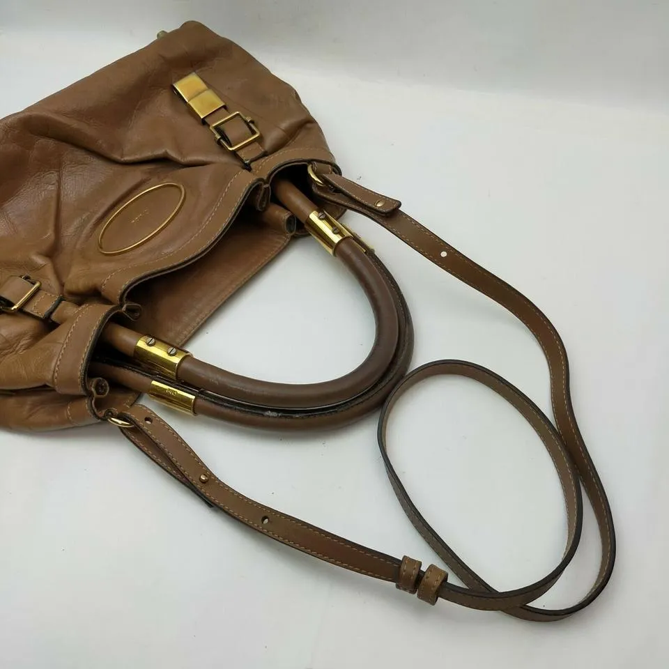 Chloe Brown Leather Victoria 2way Tote Bag  862109