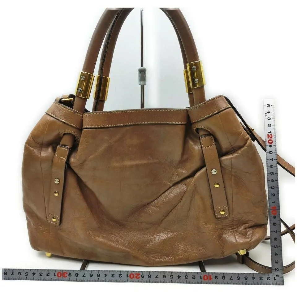 Chloe Brown Leather Victoria 2way Tote Bag  862109