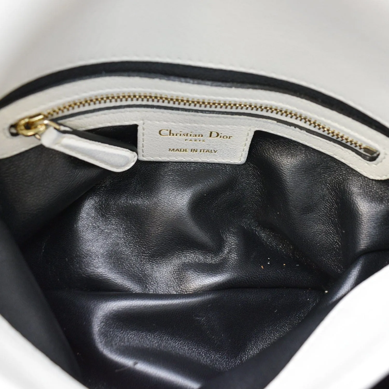 CHRISTIAN DIOR Diorling Medium Leather Shoulder Bag White/Black
