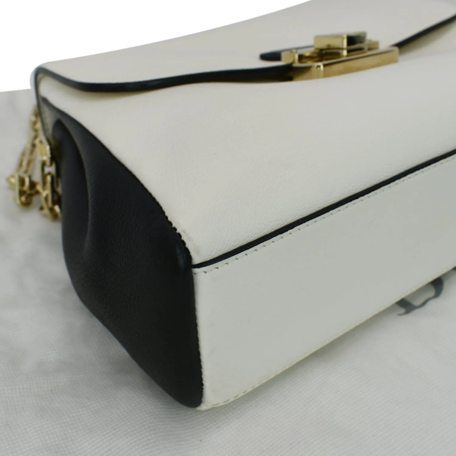 CHRISTIAN DIOR Diorling Medium Leather Shoulder Bag White/Black