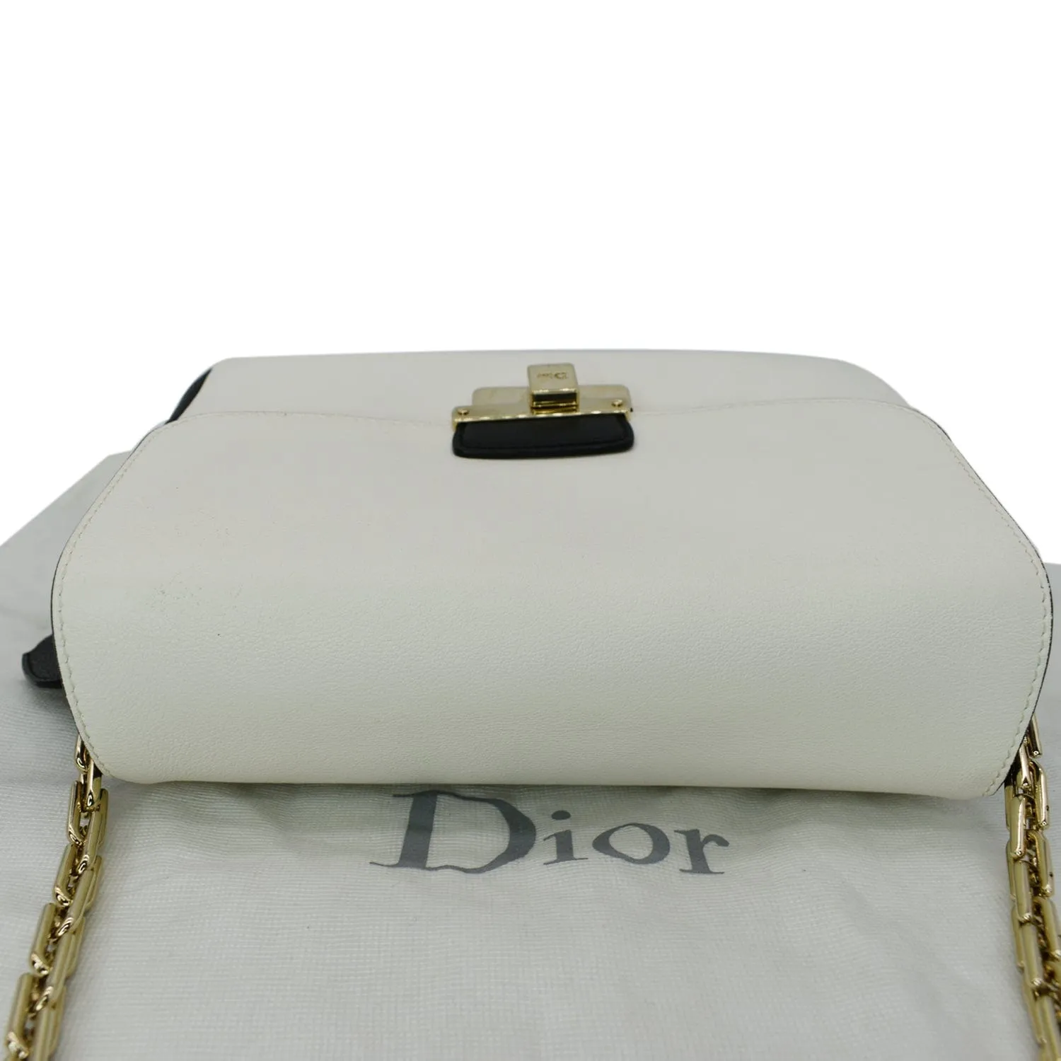 CHRISTIAN DIOR Diorling Medium Leather Shoulder Bag White/Black