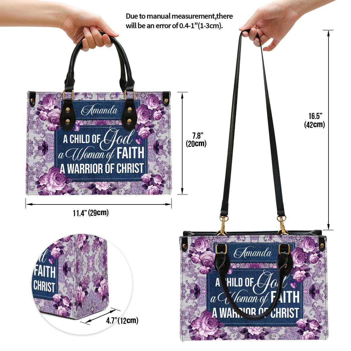 Christianart Designer Handbags, A Child Of God A Woman Of Faith, Personalized Gifts, Gifts for Women, Christmas Gift.