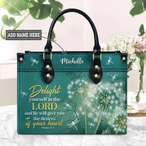 Christianart Designer Handbags, Delight Yourself In The Lord Psalm 37:4 Dandelion Dragonfly, Personalized Gifts, Gifts for Women, Christmas Gift.