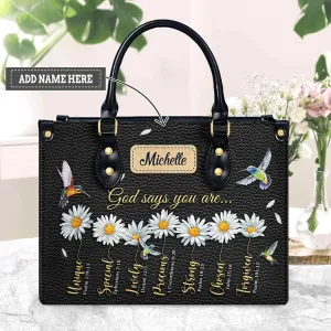 Christianart Designer Handbags, God Says You Are Daisy Hummingbird, Personalized Gifts, Gifts for Women.