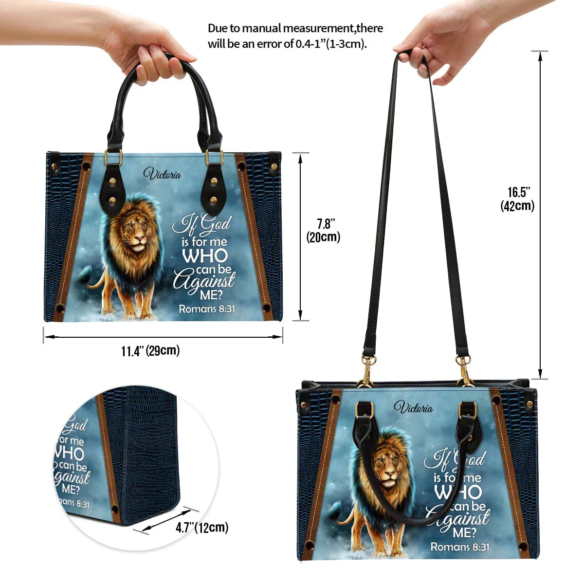 Christianart Designer Handbags, If God Is For Me Who Can Be Against Me Romans 8:31, Personalized Gifts, Gifts for Women.