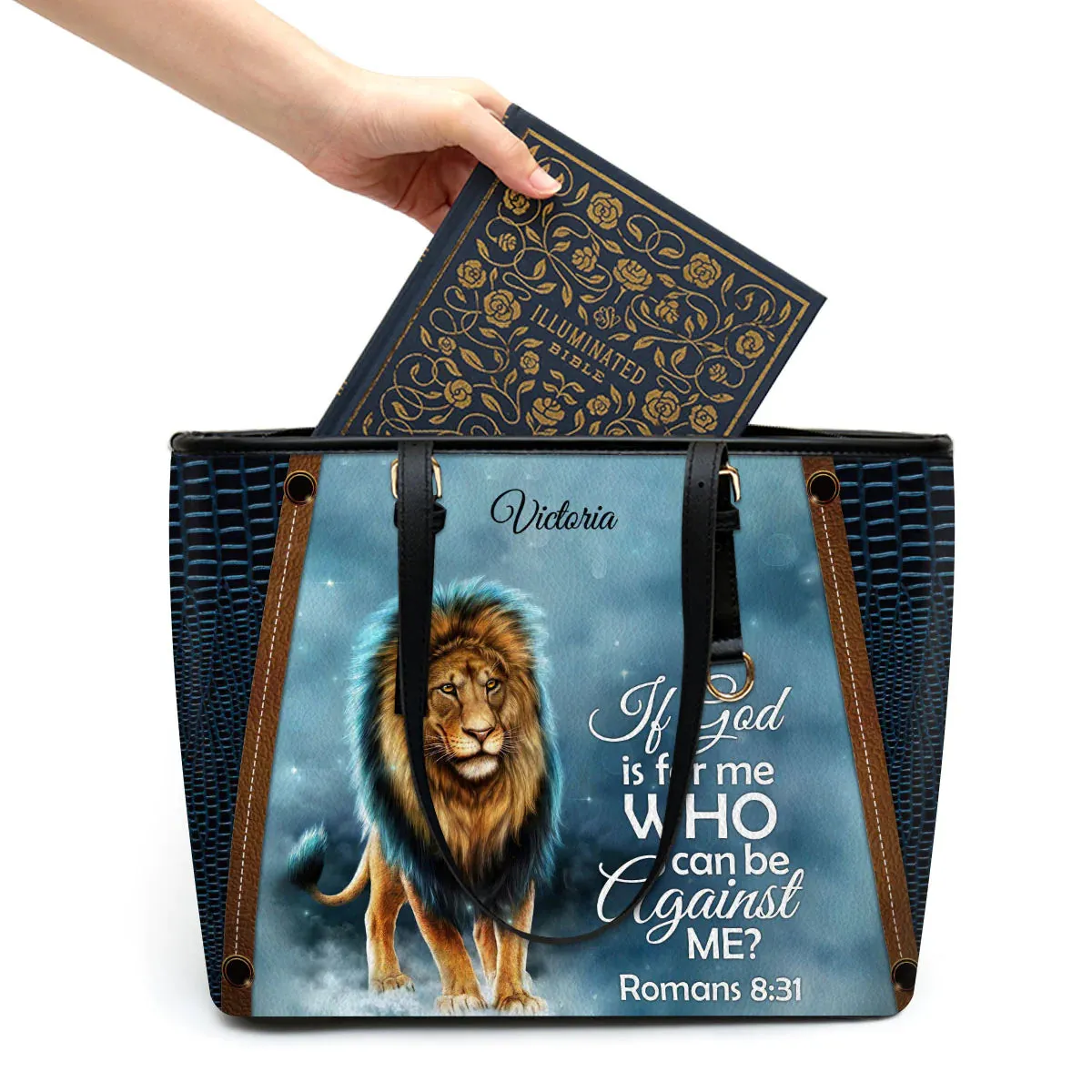 Christianart Designer Handbags, If God Is For Me Who Can Be Against Me Romans 8:31, Personalized Gifts, Gifts for Women.