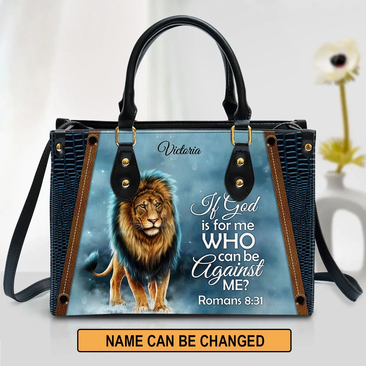 Christianart Designer Handbags, If God Is For Me Who Can Be Against Me Romans 8:31, Personalized Gifts, Gifts for Women.