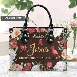 Christianart Designer Handbags, Jesus The Way The Truth The Life Cardinal Vintage Flower, Personalized Gifts, Gifts for Women, Christmas Gift.