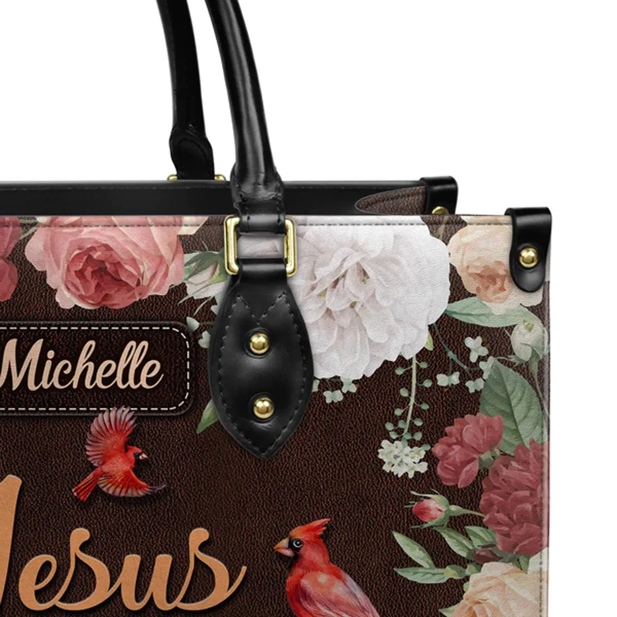 Christianart Designer Handbags, Jesus The Way The Truth The Life Cardinal Vintage Flower, Personalized Gifts, Gifts for Women, Christmas Gift.