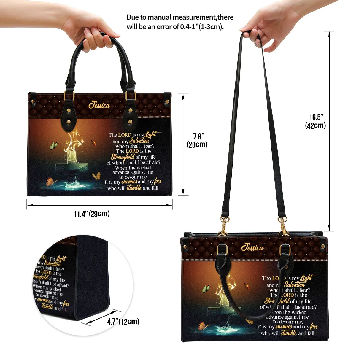 Christianart Designer Handbags, The Lord Is My Light And My Salvation, Personalized Gifts, Gifts for Women.