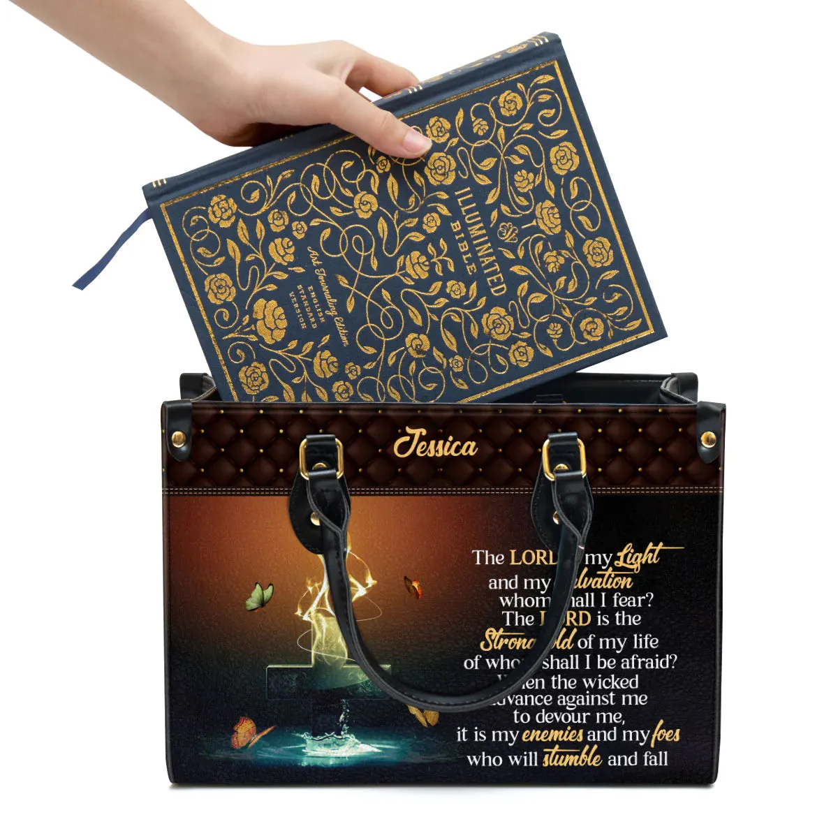 Christianart Designer Handbags, The Lord Is My Light And My Salvation, Personalized Gifts, Gifts for Women.