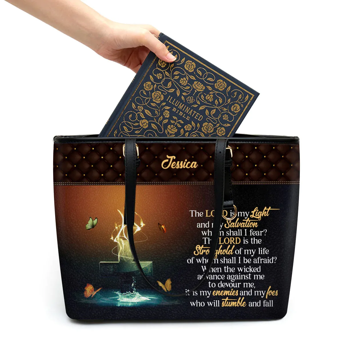 Christianart Designer Handbags, The Lord Is My Light And My Salvation, Personalized Gifts, Gifts for Women.