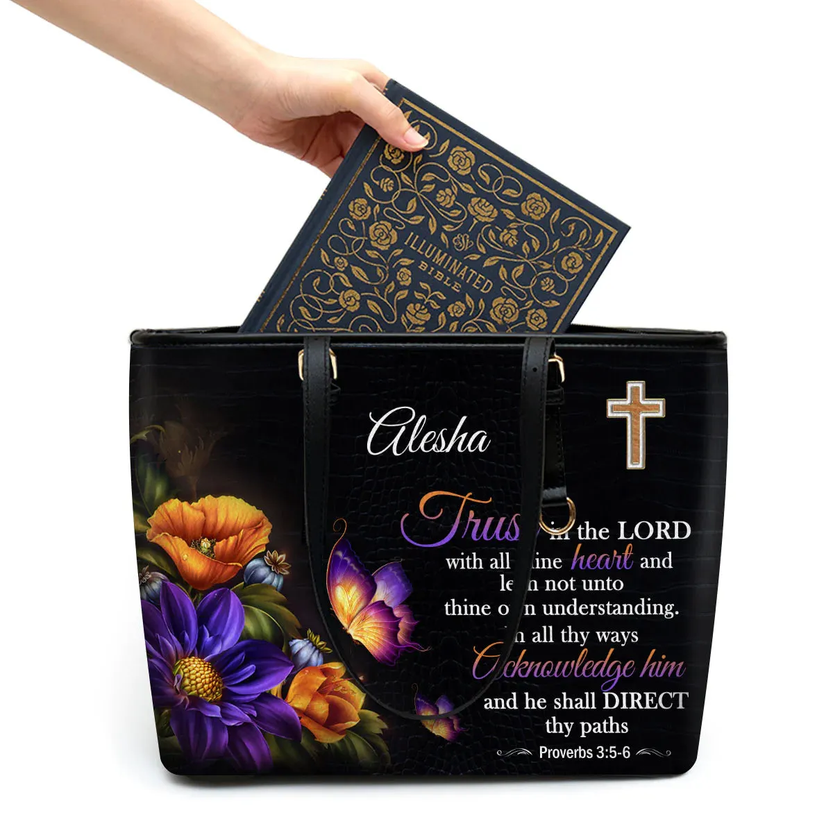 Christianart Designer Handbags, Trust In The Lord Proverbs 3:5-6, Personalized Gifts, Gifts for Women.